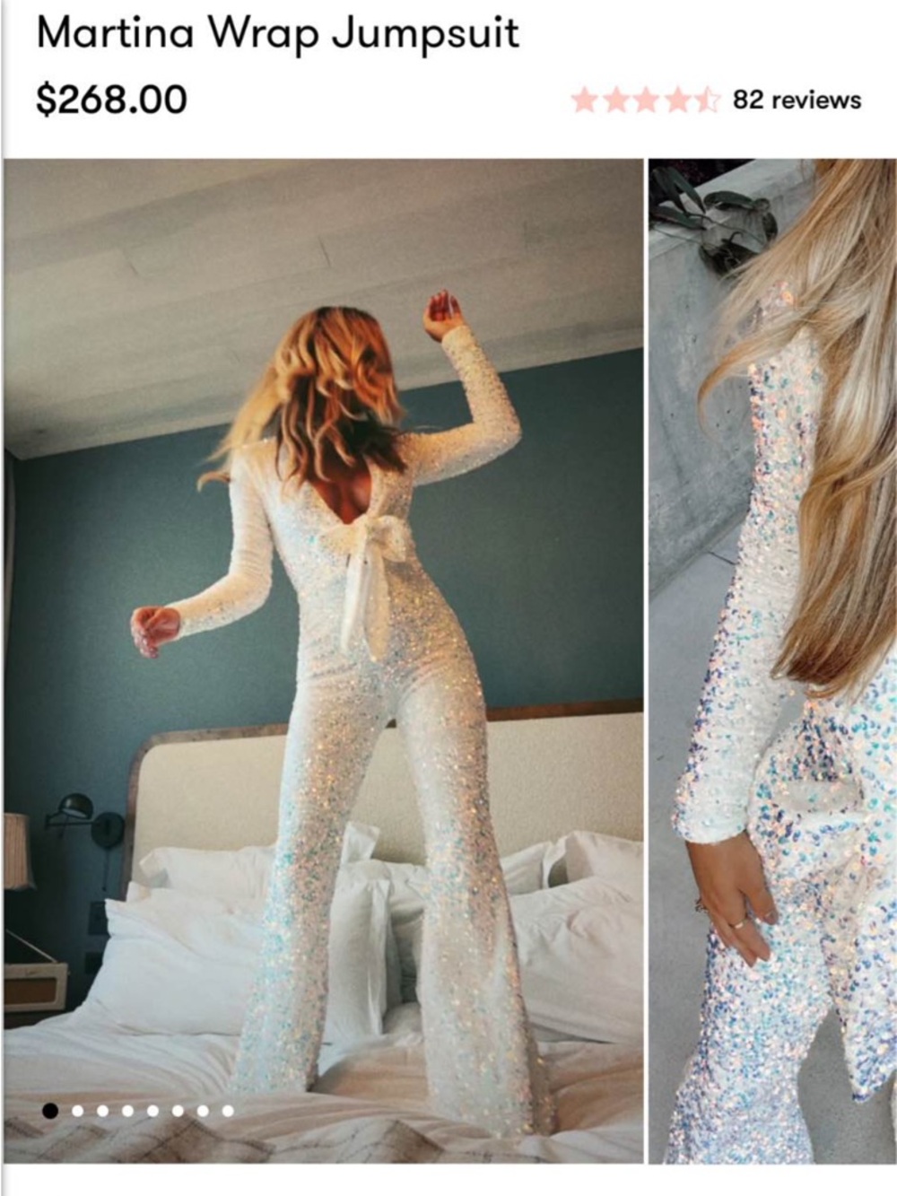 Show Me Your MuMu Martina Wrap Jumpsuit in White Sequin